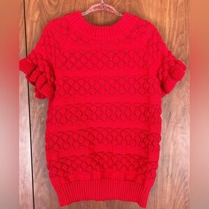 JANIE and JACK - Textured Red ruffle sleeves Sweater (Size 5)